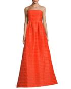 Striped Strapless Fit-and-flare Evening Gown