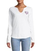 Split-neck Embellished Long-sleeve