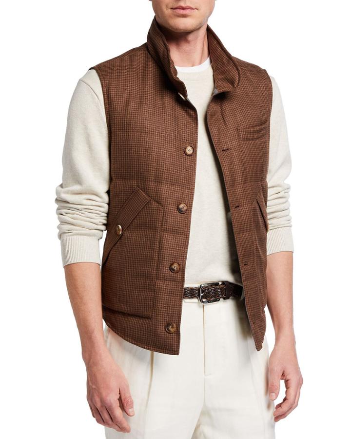 Men's Pied-de-poule Puffer Vest