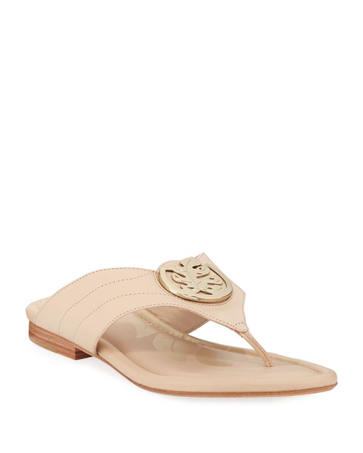 Floral Palms Leather Thong