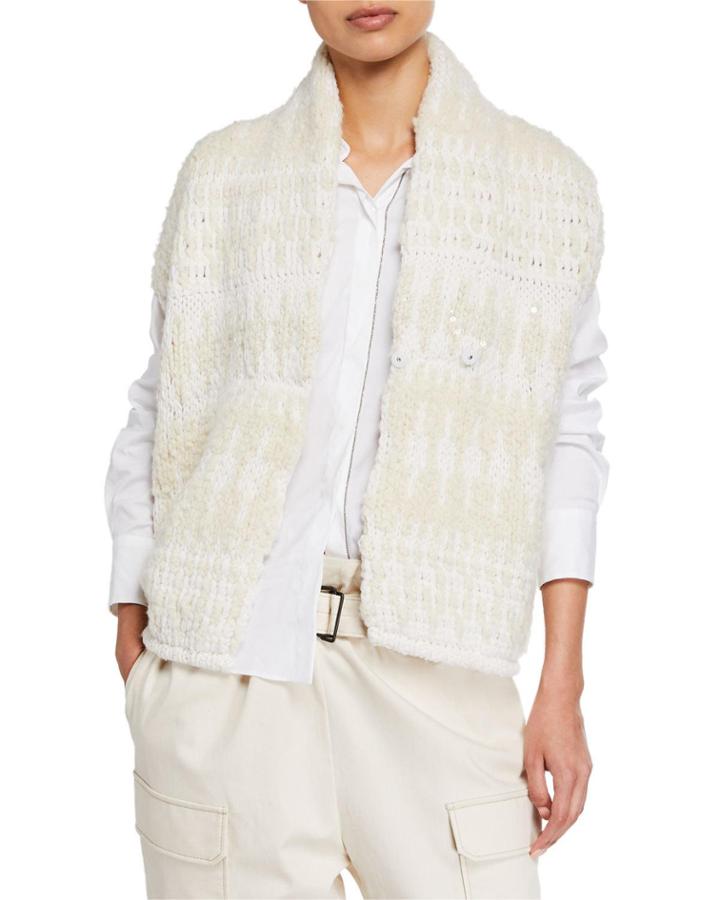Cashmere Sequined Opera-knit Sleeveless
