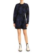 Tie-dye Belted Sweatshirt Dress