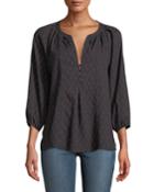 Gloria Pleated Diamond-print Blouse