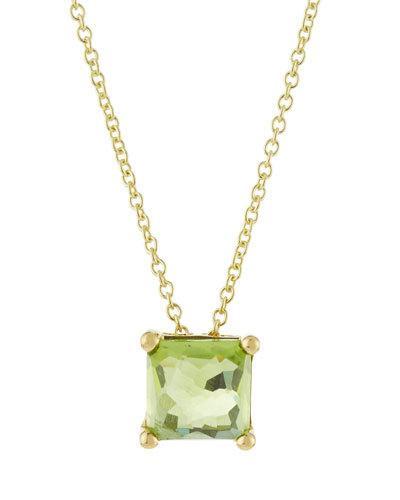 18k Rock Candy Mini Single Square Sliding Peridot Pendant Necklace