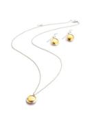 Amulet Round Pendant Necklace & Drop Earrings Set,