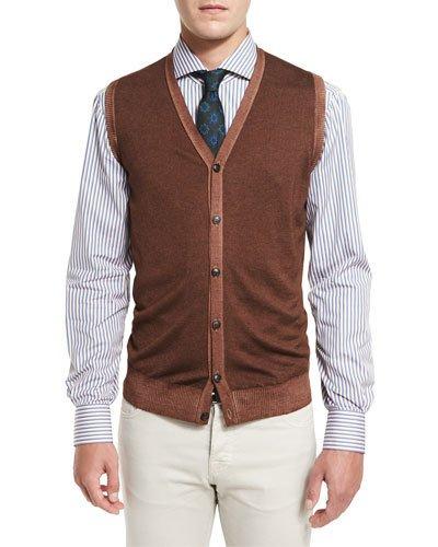 Washed Cashmere Sweater Vest, Brown
