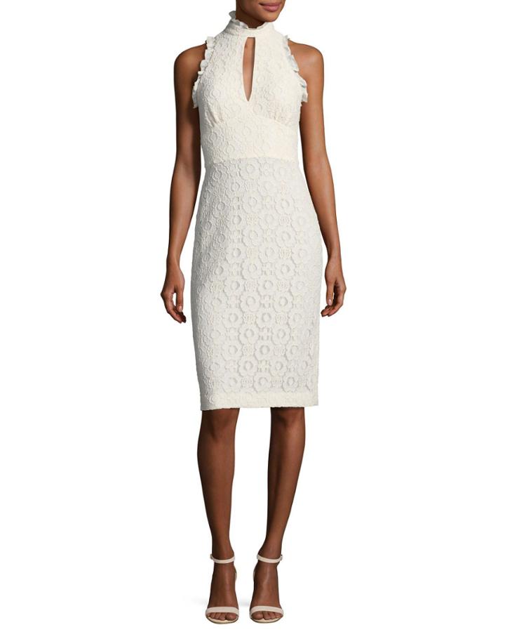 Giana Lace Applique Keyhole Ruffle Dress