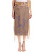 Sagax Floral Midi Skirt W/ Organza Overlay