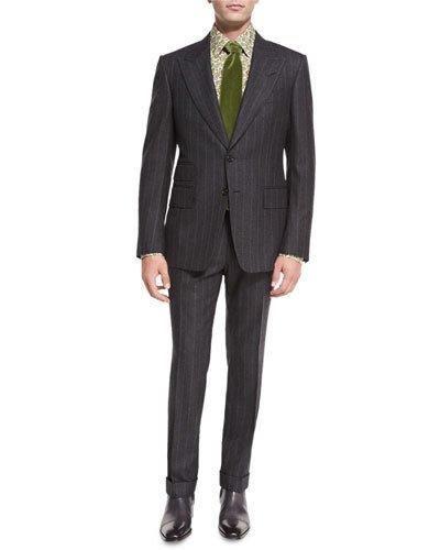 Shelton Base Flannel Stripe Sport Jacket, Gray