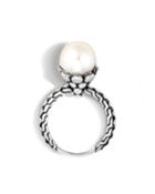 Dot Lava Ring W/ Simulated Pearl,