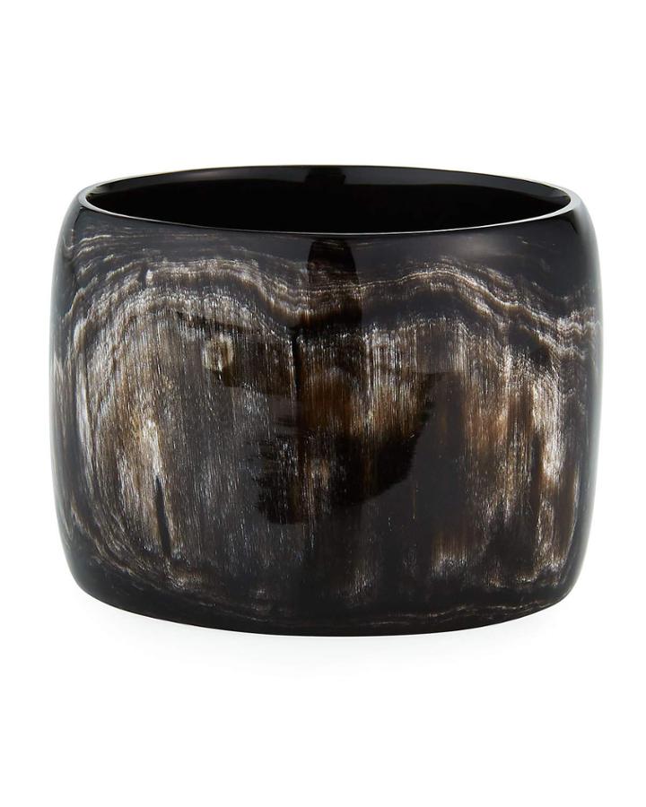 Large Mixed Horn Bangle, Black