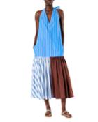 Vivian Stripe Deep V Halter Dress