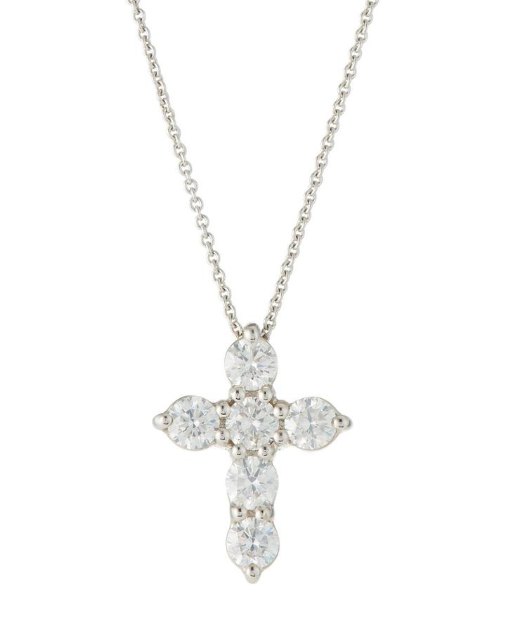 18k White Gold 6-diamond Cross Pendant Necklace