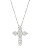 18k White Gold 6-diamond Cross Pendant Necklace