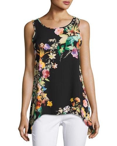 High-low Floral-print Tank,