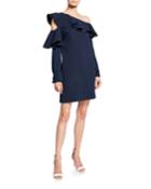 Silk Ruffle One-shoulder Dress