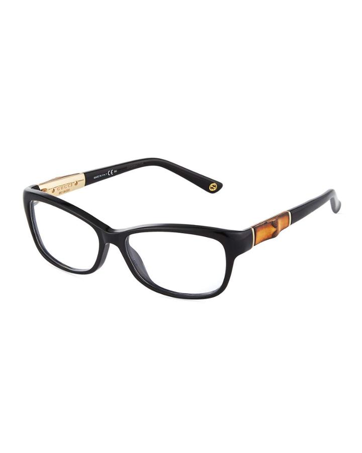 Cat-eye Acetate Eyeglasses With Bamboo Temple
