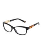Cat-eye Acetate Eyeglasses With Bamboo Temple