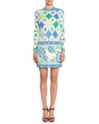 Long-sleeve Round-neck Wallpaper-print
