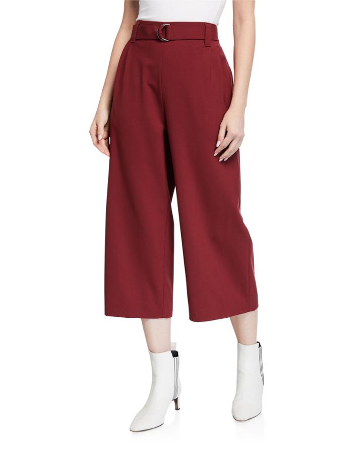 Wide-leg Cropped Wool-blend Trousers
