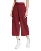 Wide-leg Cropped Wool-blend Trousers