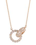 18k Rose Gold Pave Diamond Circle Pendant Necklace