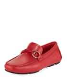 Men's Front Leather Drivers, Rubino