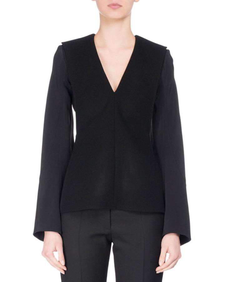 Long-sleeve Open-back Top, Black