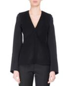 Long-sleeve Open-back Top, Black