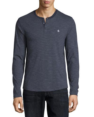 Long-sleeve Slub Feeder-stripe Henley