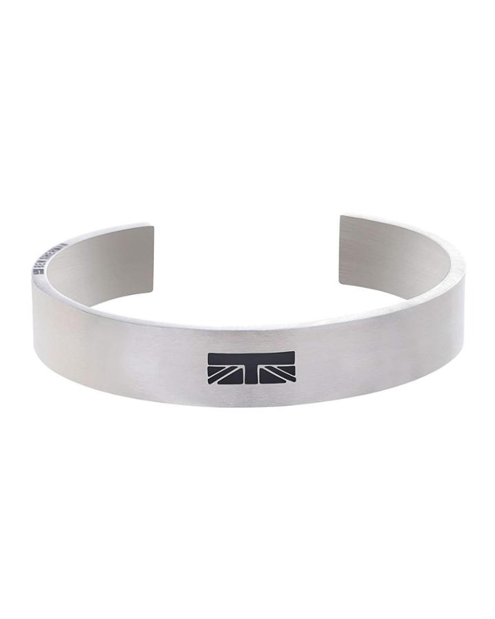 Men's Stainless Steel Striped Cuff Bangle,