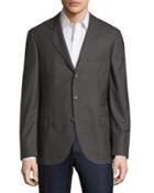 Wool Three-button Jacket, Dark Grey