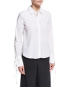 Button-front Poplin Shirt W/ Cuff Detail
