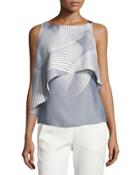 Asymmetric-sleeve Layered Print Top,