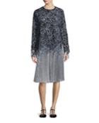 Long-sleeve Raw-edge Lace Sweatshirt, Black