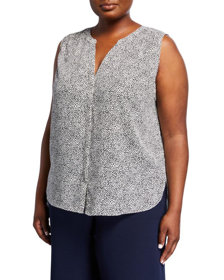 Plus Size Sleeveless Paisley Button-front Blouse