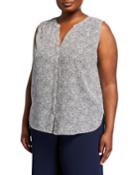Plus Size Sleeveless Paisley Button-front Blouse