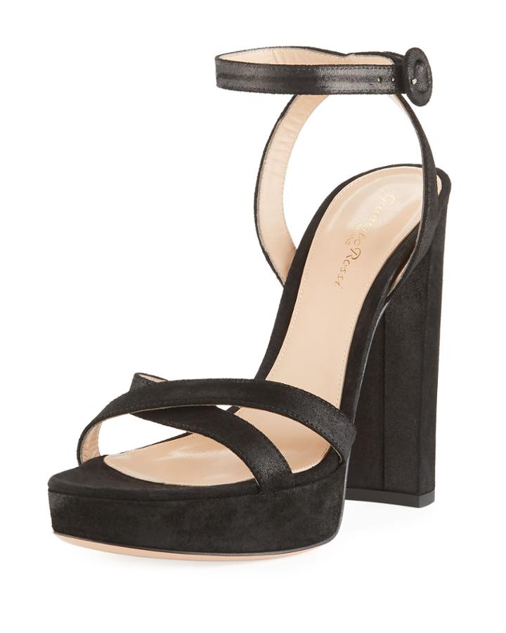 Metallic Fabric Platform Ankle-wrap
