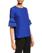 3/4-sleeve Piped Flare