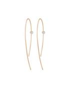 14k Small Wire Hooked Diamond Hoop Earrings