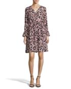 Surplice-neck Long-sleeve Smocked-waist Print Dress