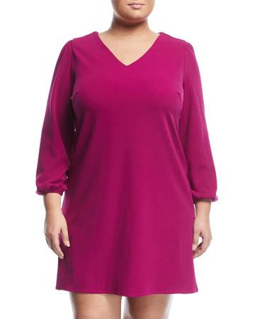 V-neck Shift Dress With Blouson Sleeves,