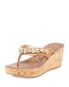 Randi Jeweled Wedge Thong Sandal,