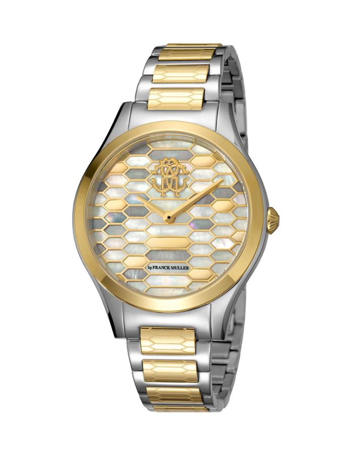 36mm Scaly Watch W/ Bracelet Strap, Gold/steel