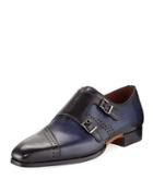 Ivan Two-tone Monk Oxford, Gray/ocean