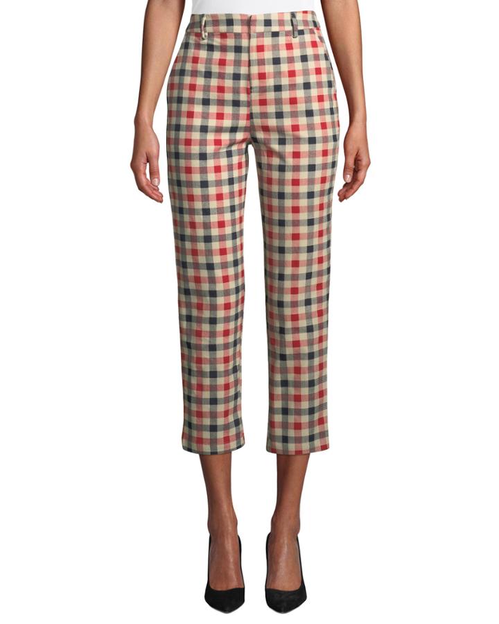 Gingham Checked Cropped Trousers