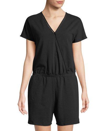 Short-sleeve V-neck Romper