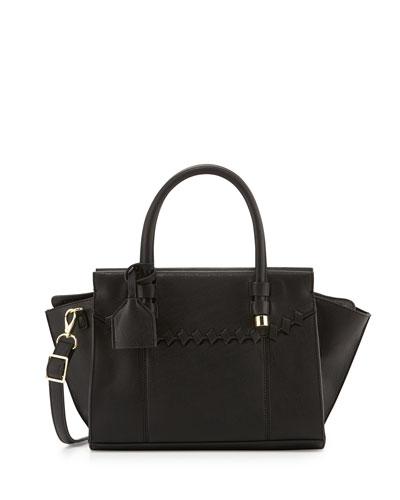 Juniper Faux-leather Satchel Bag, Black