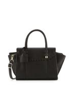 Juniper Faux-leather Satchel Bag, Black