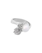 18k White Gold Pearl & Diamond Bypass Ring,